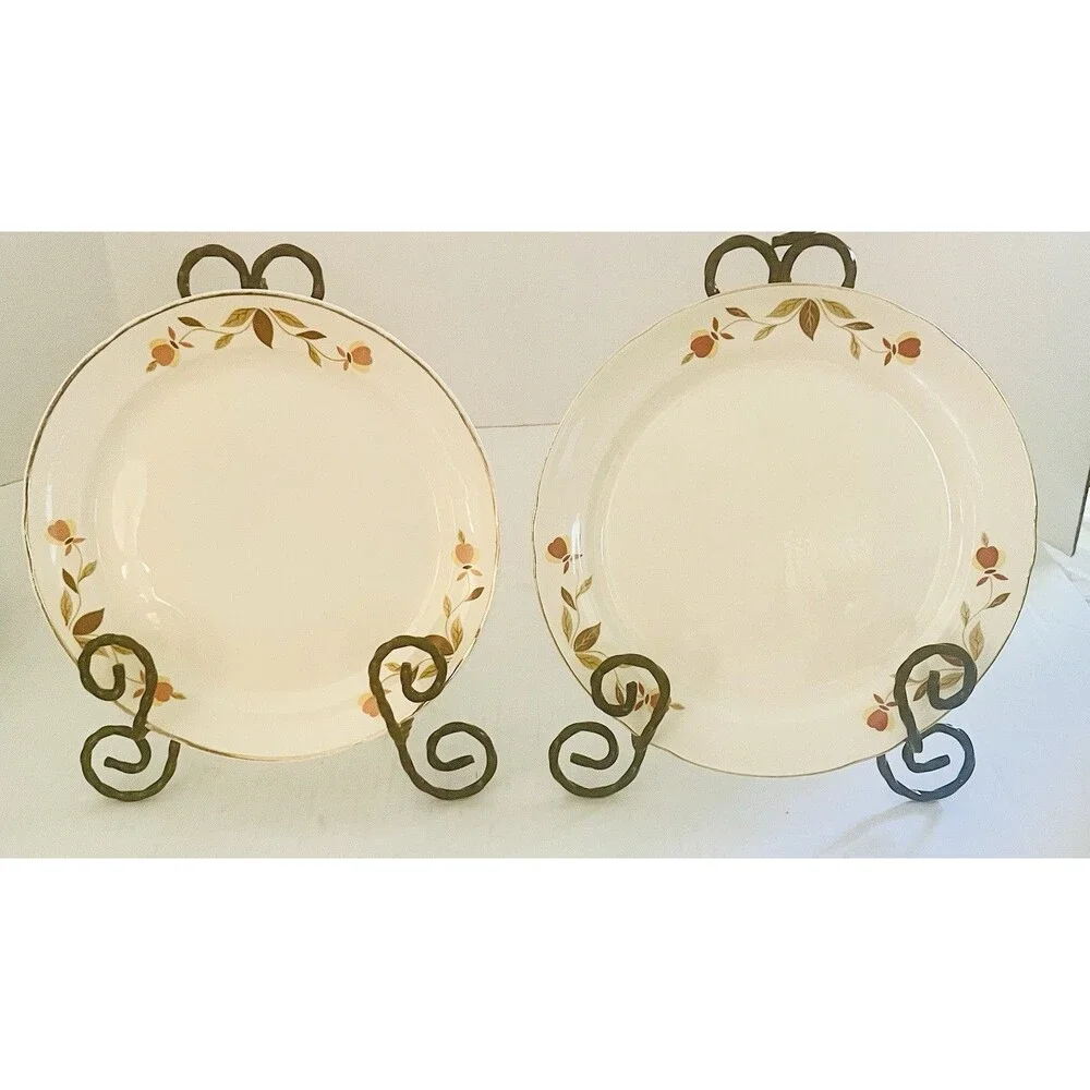 Set Of 6 Vintage Hall’s Superior 9” Dinner Plates Autumn Fall 1950s USA